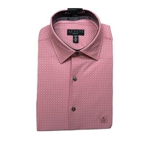 Tayion Collection Slim-Fit Check‎ Dress Shirt Mens Medium 15-15.5 32/33 Red NEW